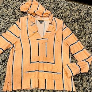 Natural Reflections Peach and Blue Striped Hoodie size M
